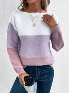 Color Block Long Sleeve Sweater.