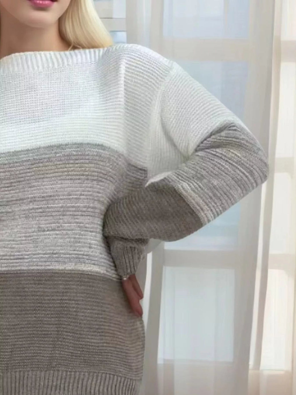 Color Block Long Sleeve SweaterKnit Tops