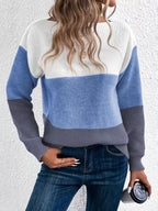 Color Block Long Sleeve Sweater.