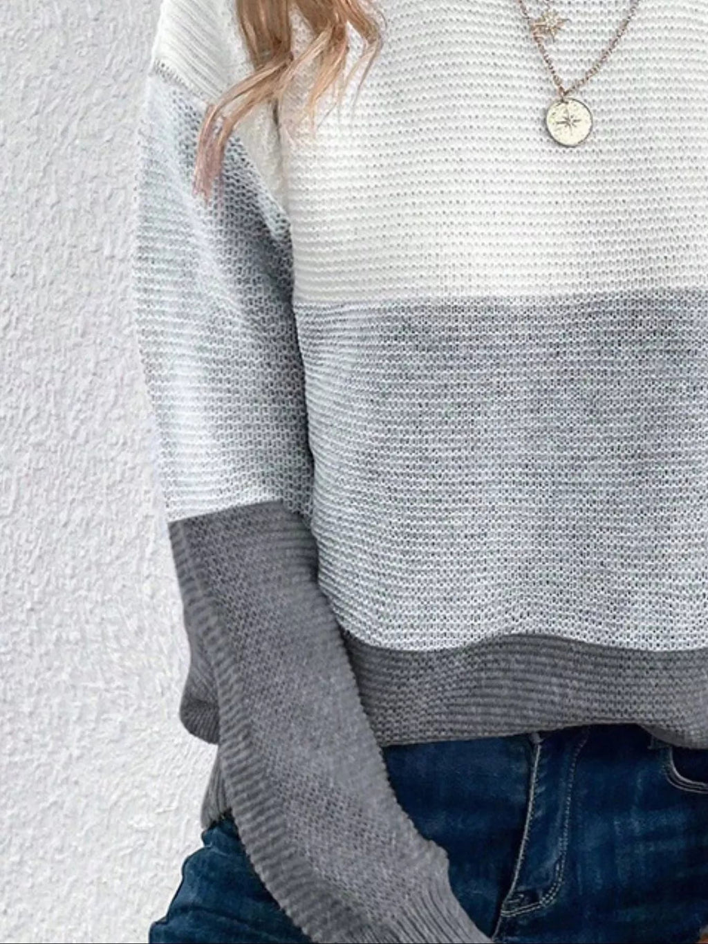 Color Block Long Sleeve SweaterKnit Tops
