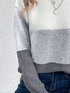 Color Block Long Sleeve SweaterKnit Tops