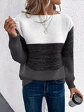 Color Block Long Sleeve Sweater.