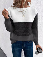 Color Block Long Sleeve Sweater.