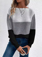 Color Block Long Sleeve Sweater.