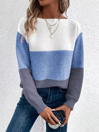 Color Block Long Sleeve Sweater.