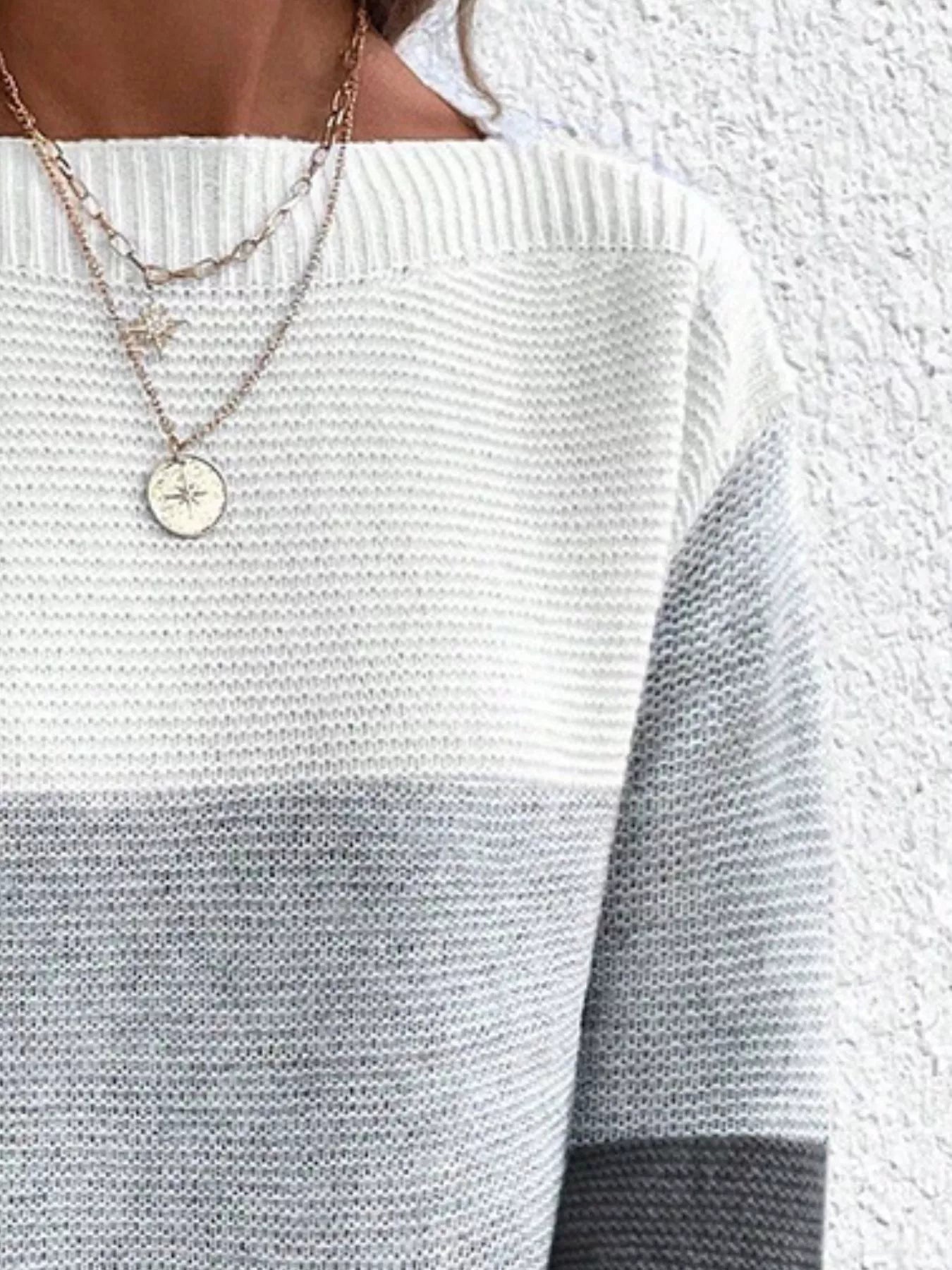 Color Block Long Sleeve Sweater.