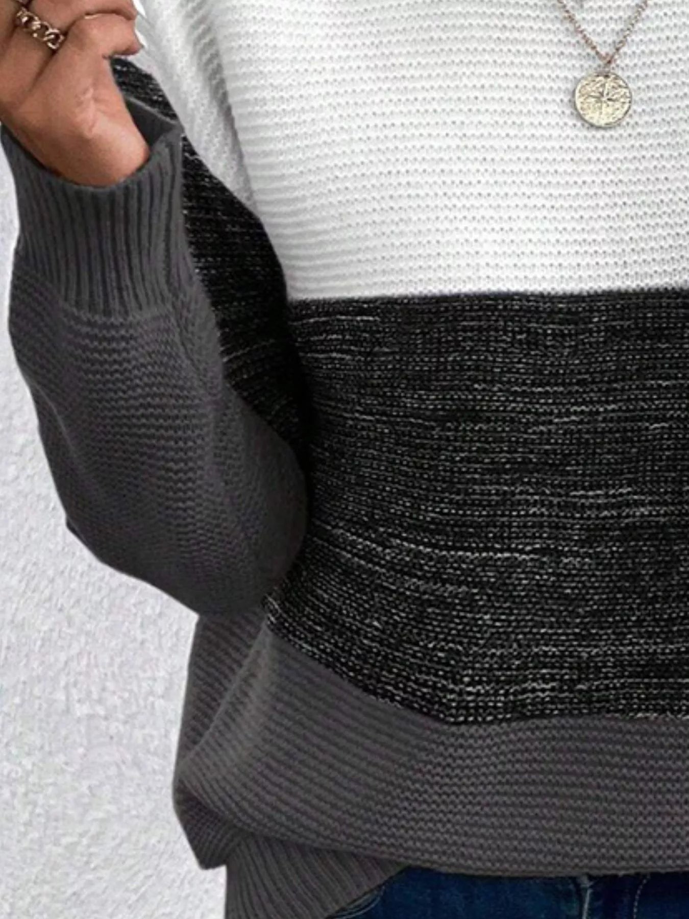 Color Block Long Sleeve Sweater.