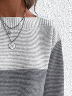 Color Block Long Sleeve Sweater.