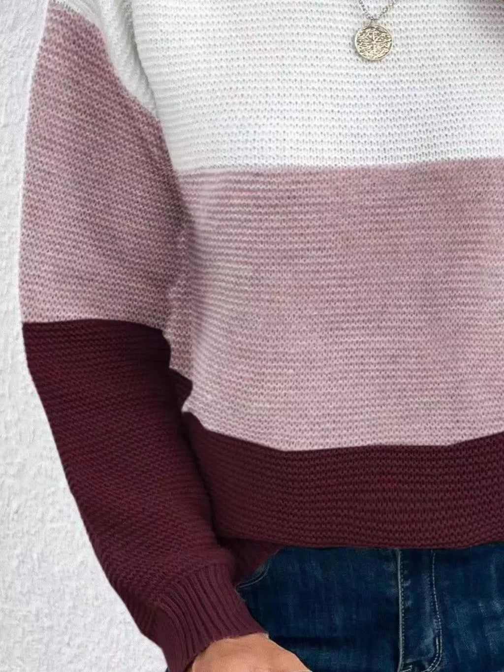 Color Block Long Sleeve SweaterKnit Tops