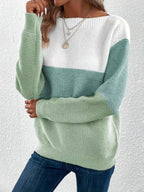 Color Block Long Sleeve Sweater.