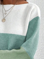 Color Block Long Sleeve Sweater.