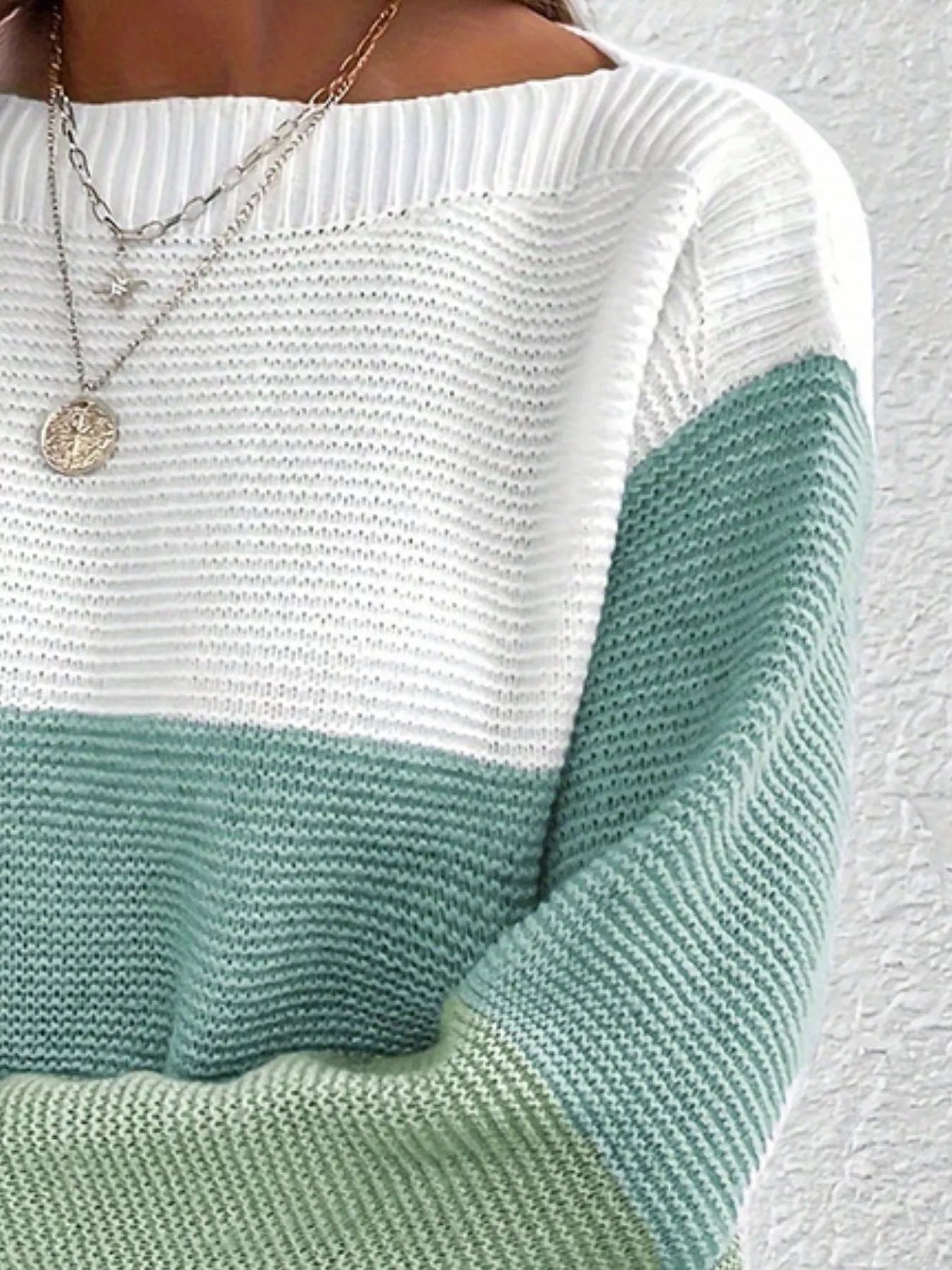 Color Block Long Sleeve Sweater.