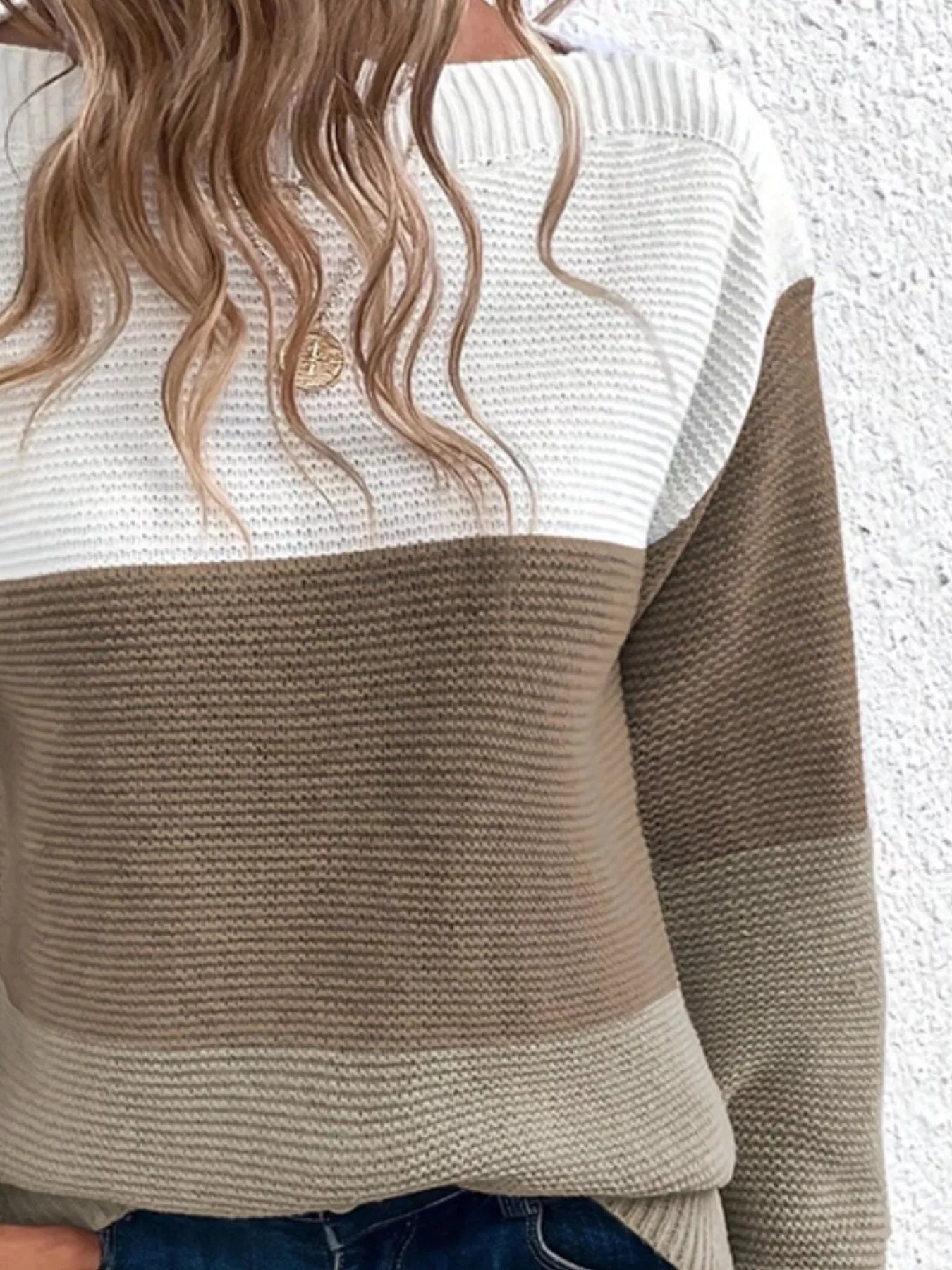 Color Block Long Sleeve Sweater.