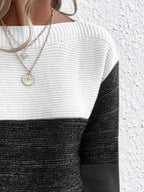 Color Block Long Sleeve Sweater.