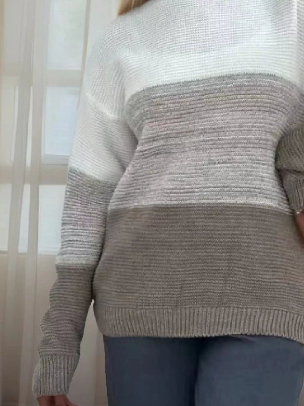 Color Block Long Sleeve SweaterKnit Tops