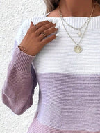 Color Block Long Sleeve Sweater.