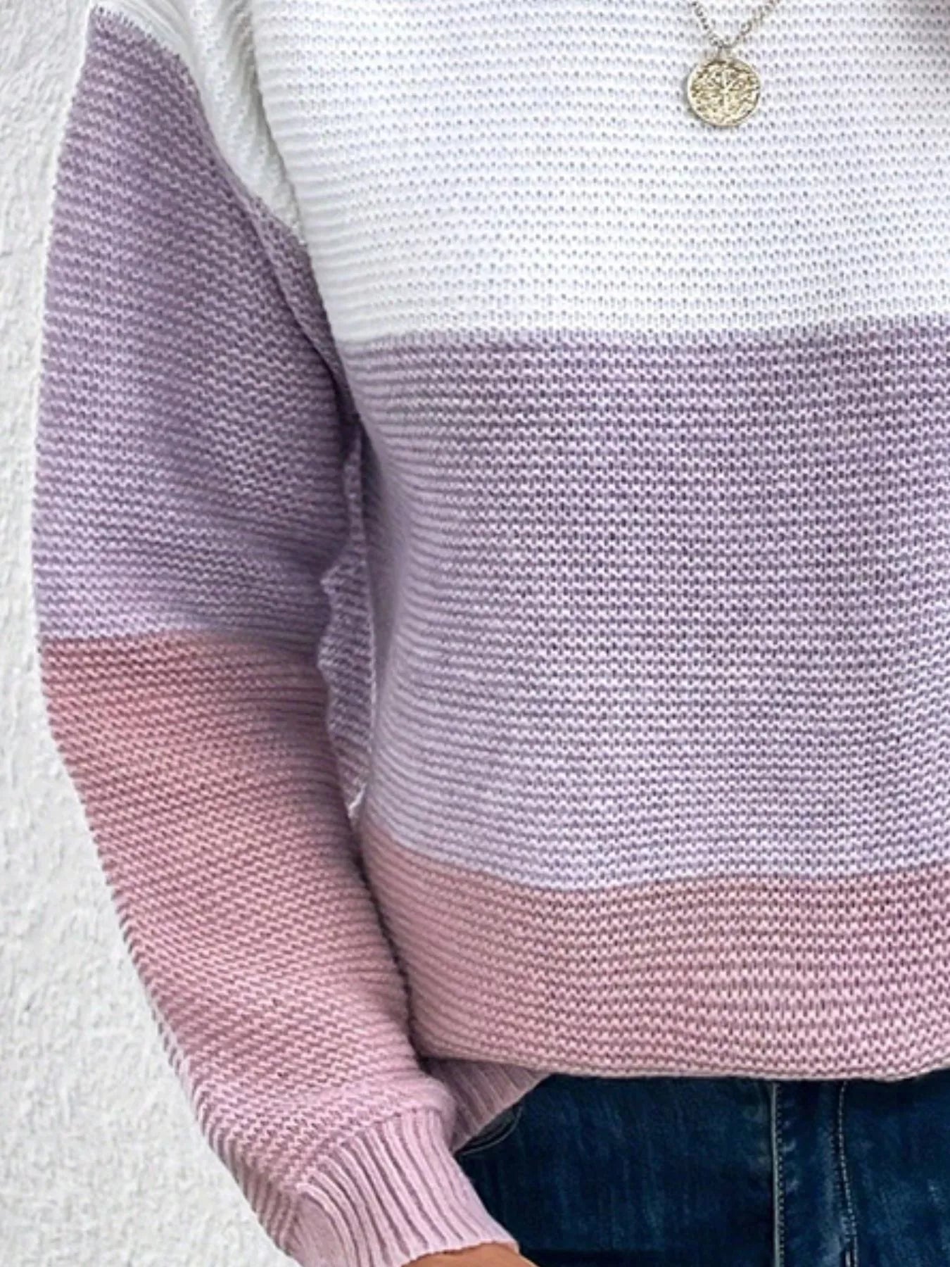 Color Block Long Sleeve Sweater.