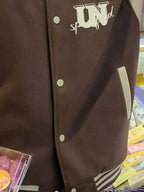 Color Block Snap Down Baseball Jacket.