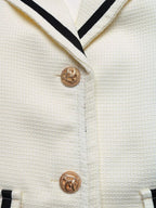 Contrast Trim Button-Up Blazer.