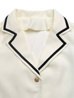 Contrast Trim Button-Up Blazer.