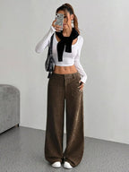 Stylish corduroy wide leg pants for a comfortable and fashionable look, perfect for casual and formal occasions