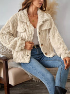 Cozy Textured Fleece Button-Up Outerwear.