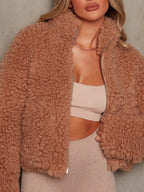 Cozy Zip Up Cropped Sherpa Jacket.