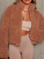 Cozy Zip Up Cropped Sherpa Jacket.