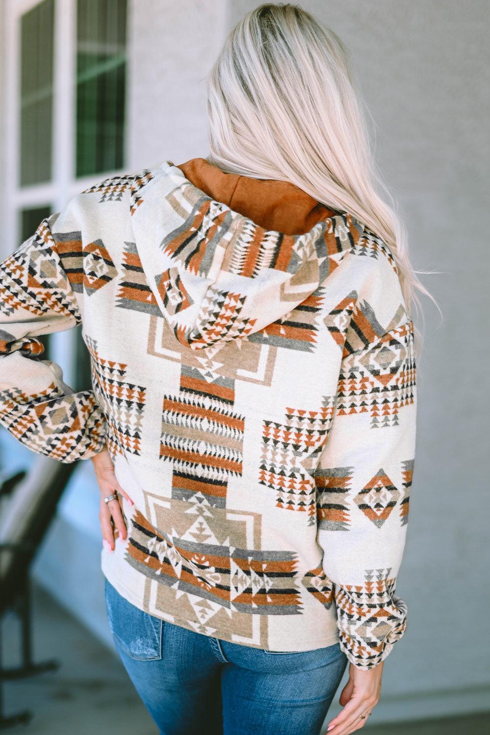 Geometric Quarter-Zip Hoodie.