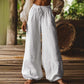 Fashion Casual Loose Artistic Pocket Drawstring Elastic Waist Wide Leg Pants.