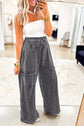 Medium grey high waist pants tailored for a refined and sophisticated look suitable for formal occasions.