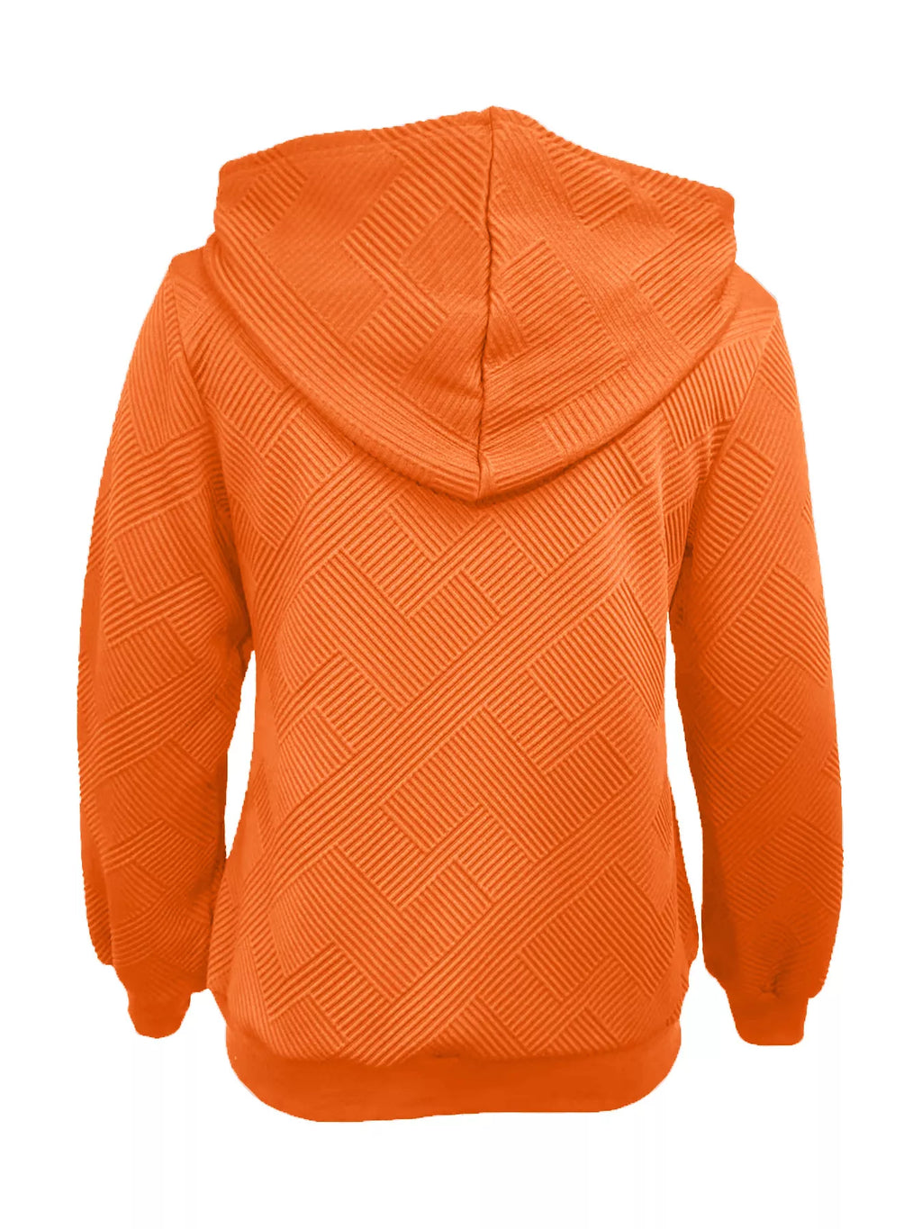 Texture Zip-Up Hoodie with Drawstring.