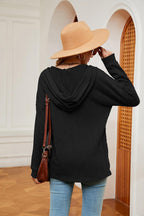 Half-Button Dropped Shoulder Hoodie.