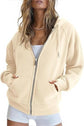 Fisoew Womens Zip Up Sweatshirts Fleece Lined Collar Crop Hoodie Casual Cotton Long Sleeve Tops With Thumb Hole.