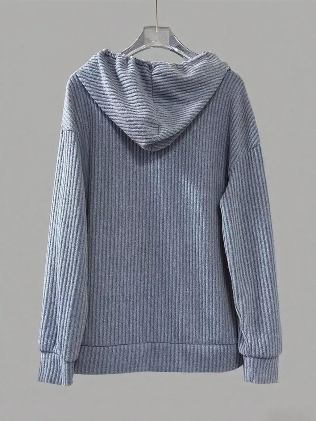 Button-Front Drawstring Hoodie.