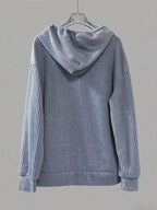 Button-Front Drawstring Hoodie.