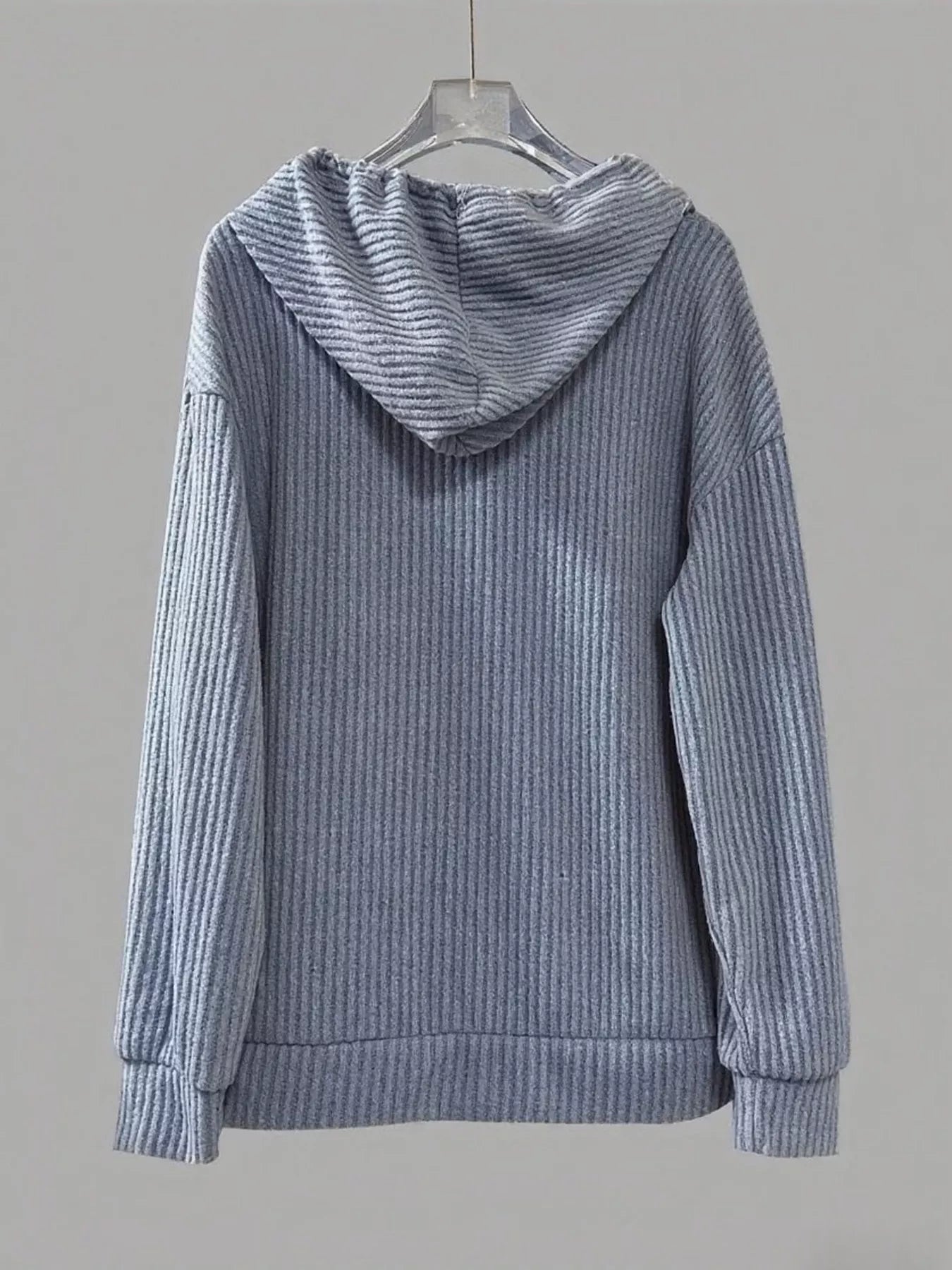 Button-Front Drawstring Hoodie.