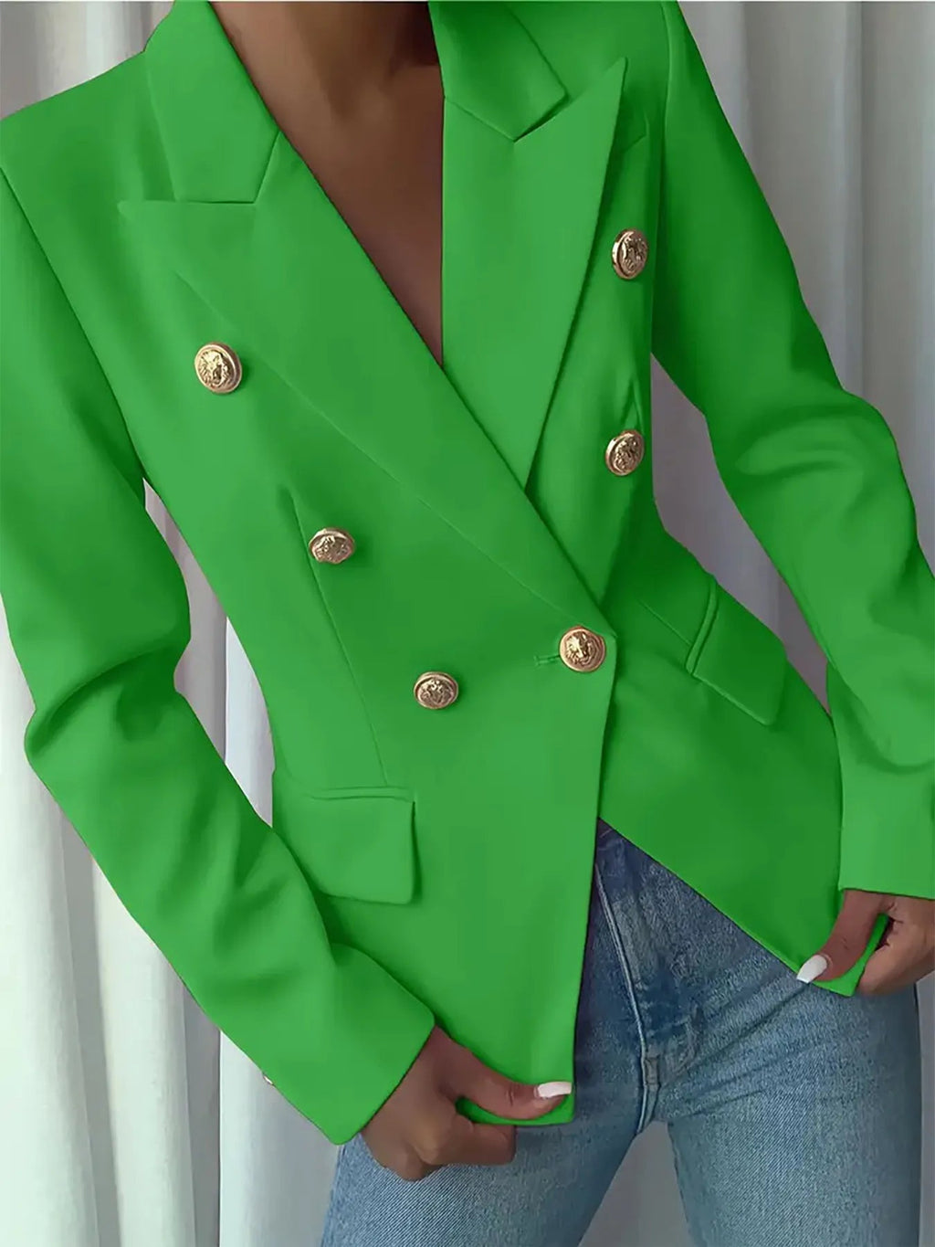 Decor Button Lapel Collar Blazer