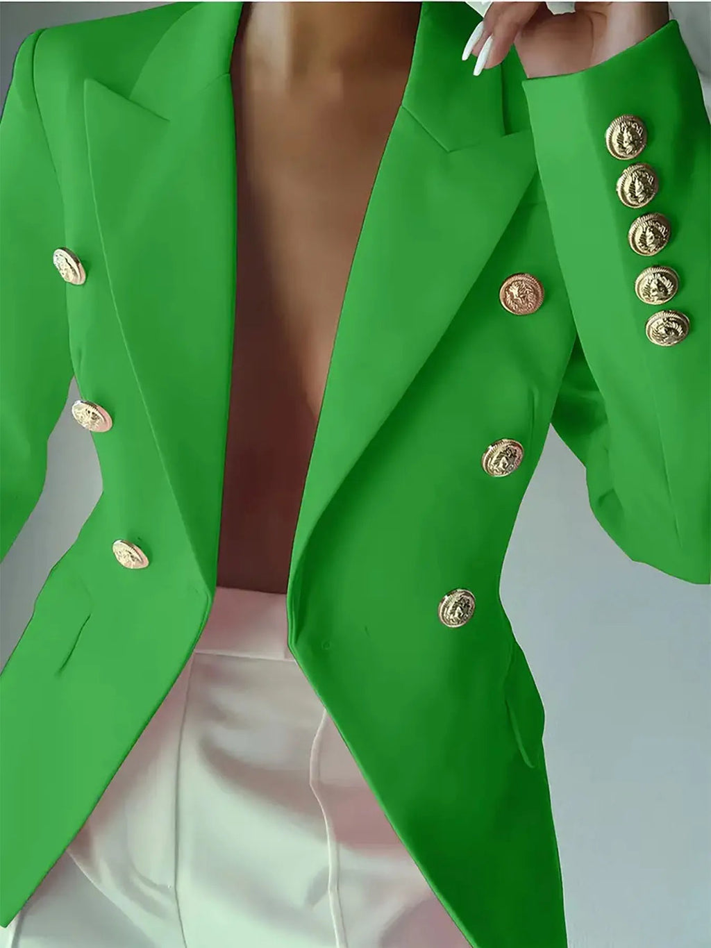 Decor Button Lapel Collar Blazer