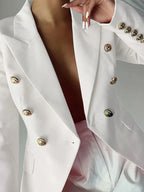 Decor Button Lapel Collar Blazer.