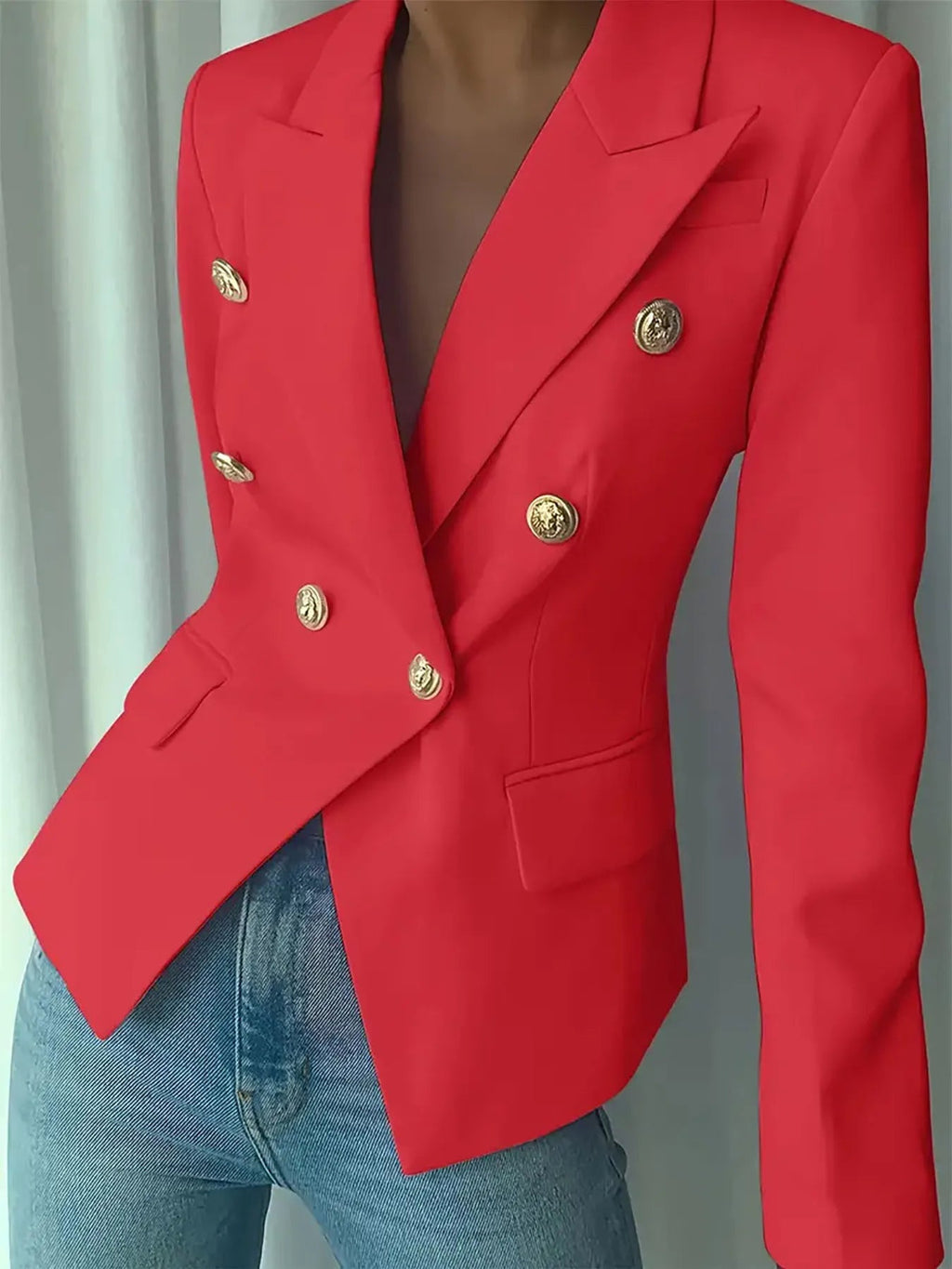 Decor Button Lapel Collar Blazer.