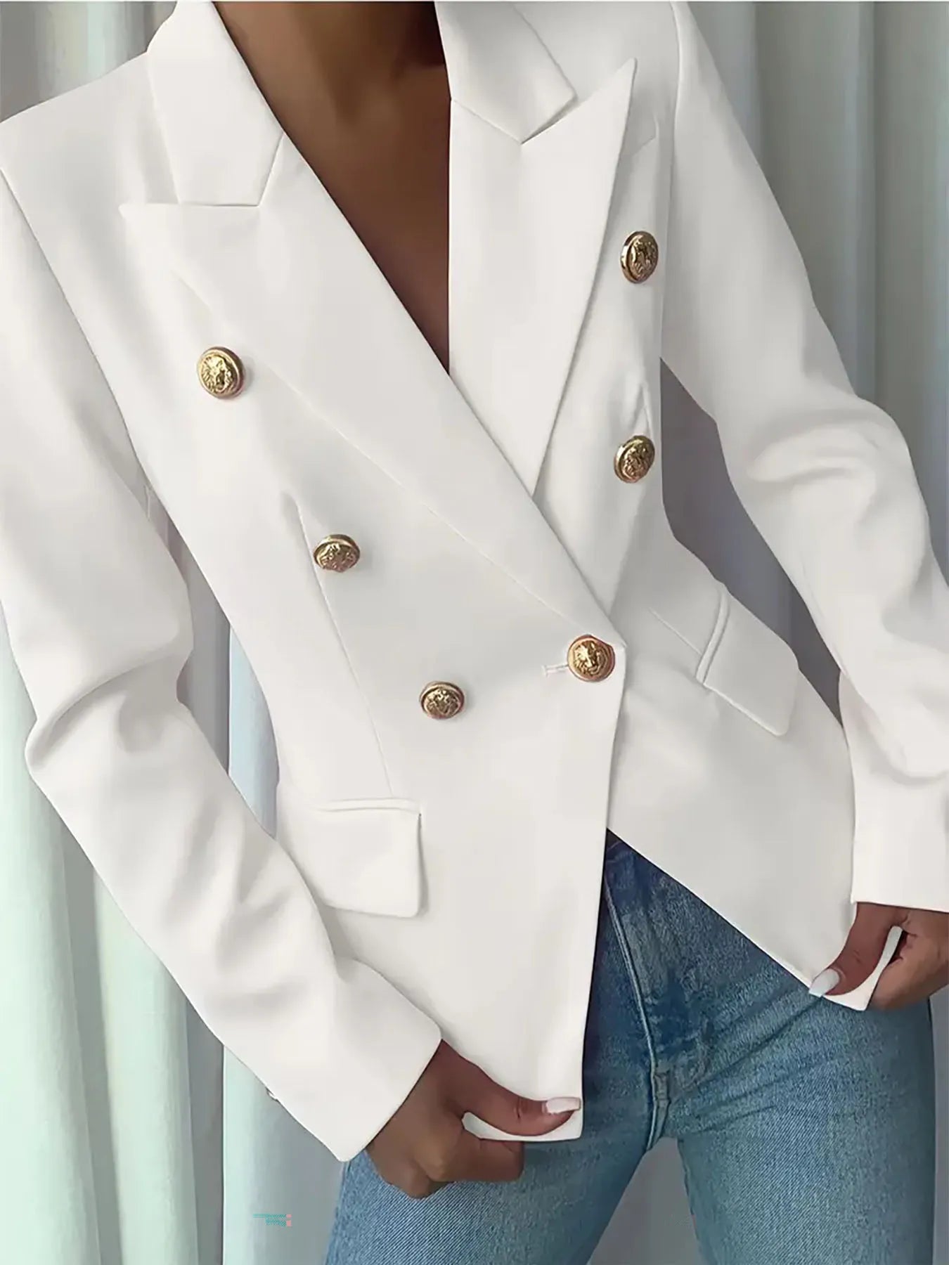 Decor Button Lapel Collar Blazer.