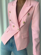 Decor Button Lapel Collar Blazer.