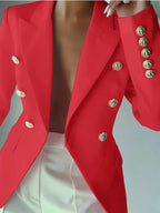 Decor Button Lapel Collar Blazer.