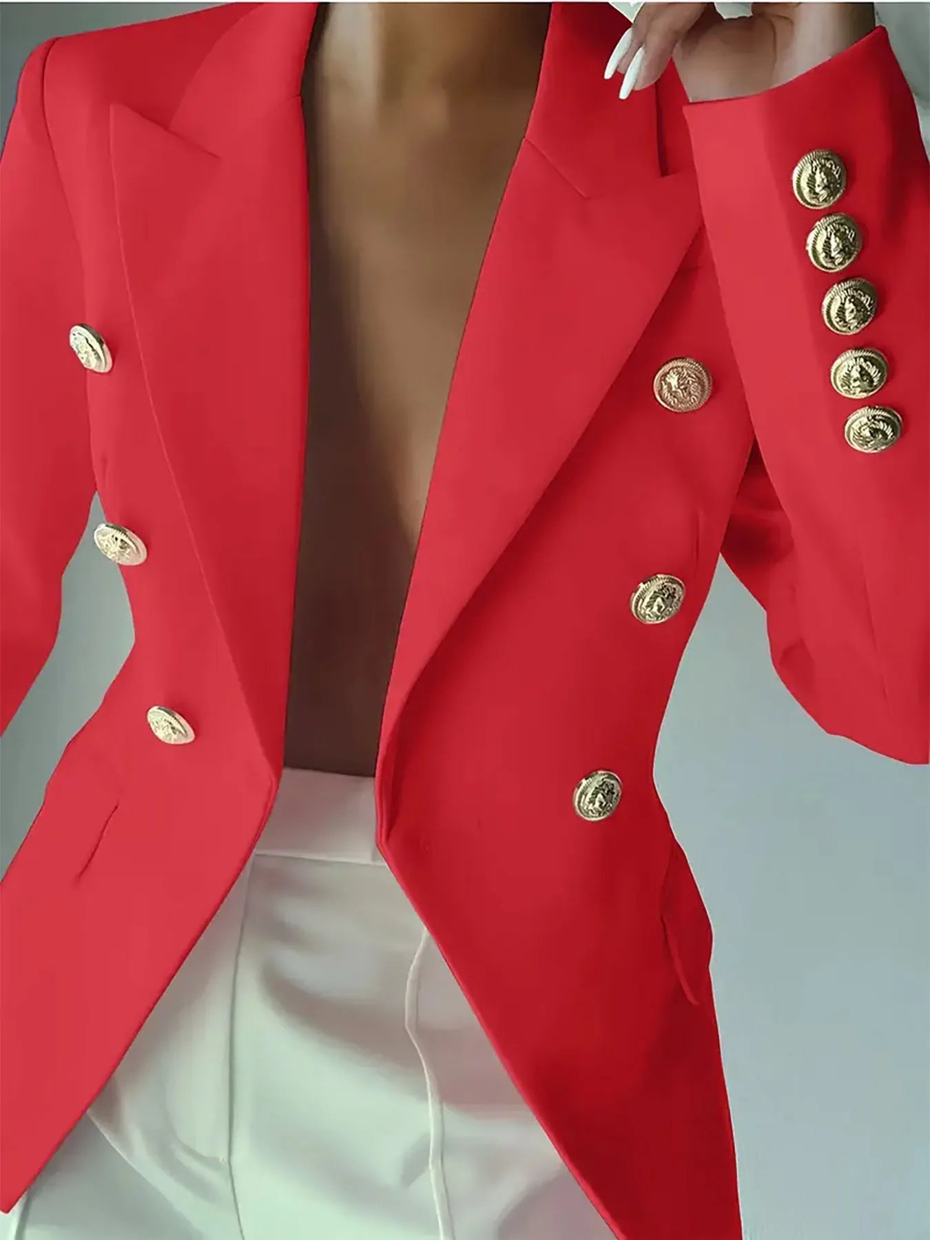 Decor Button Lapel Collar Blazer.