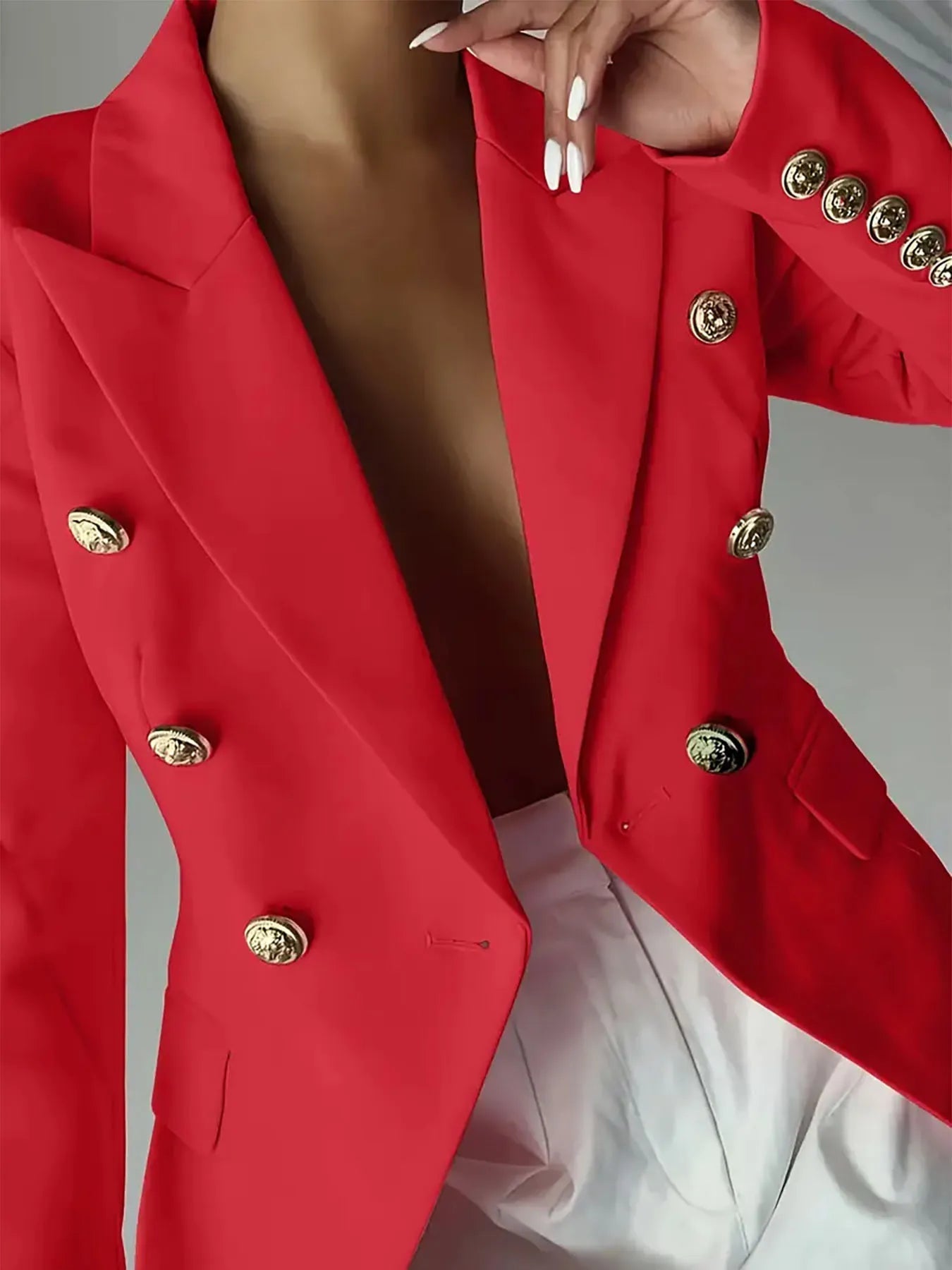 Decor Button Lapel Collar Blazer.