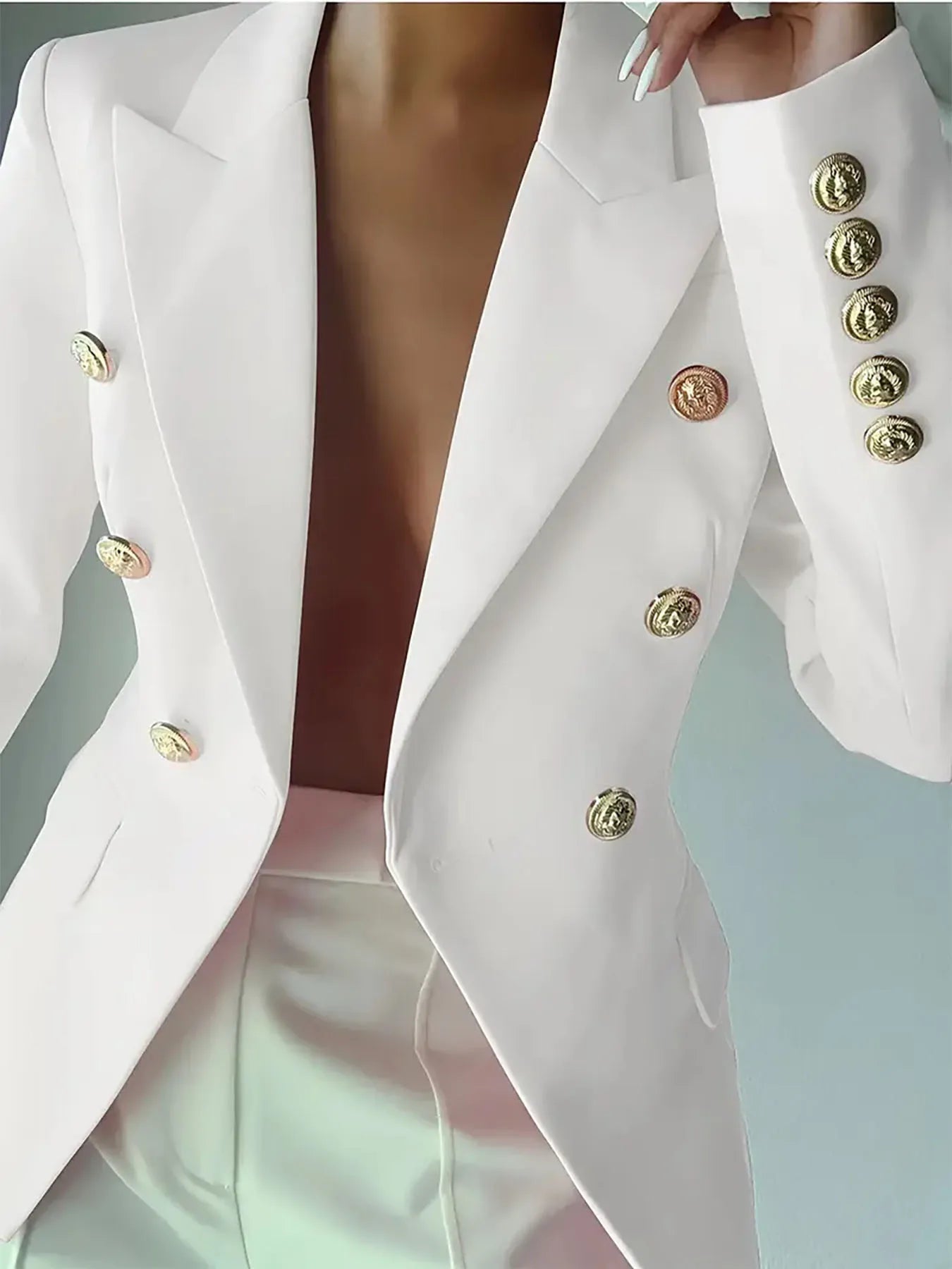 Decor Button Lapel Collar Blazer.