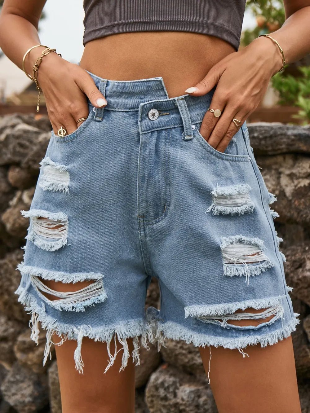 Premium denim shorts offering stylish comfort, perfect for casual and trendy summer wear.