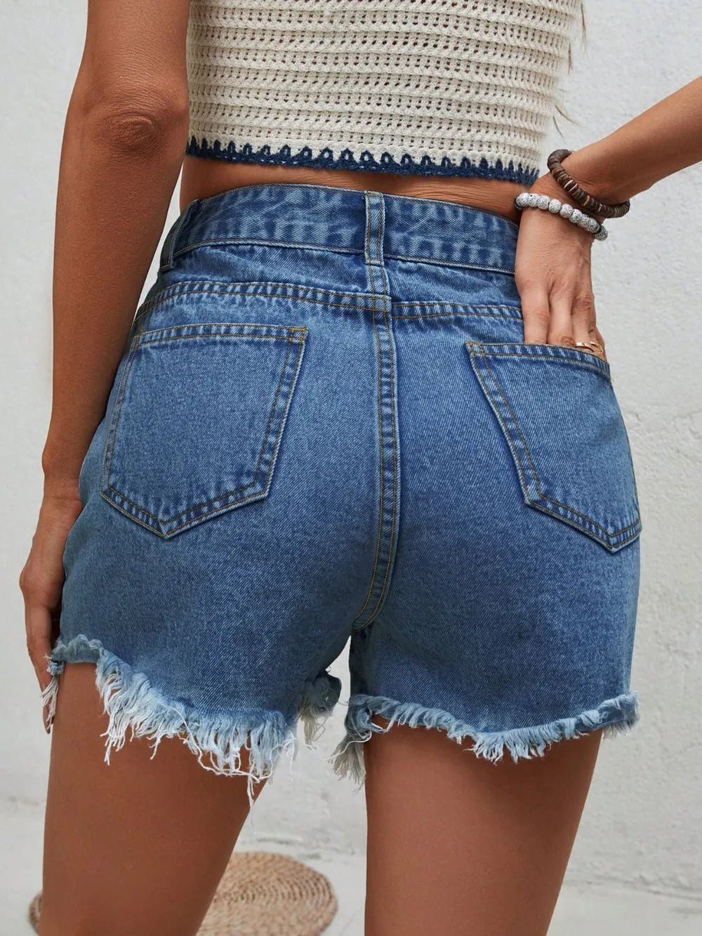 Stylish denim shorts for casual wear, crafted from high-quality denim fabric, perfect summer denim shorts choice