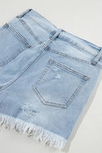 High waist denim shorts offering a stylish and comfortable summer fashion choice for women.